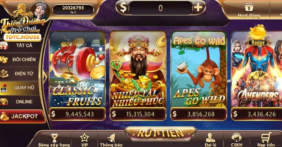Đồ họa hấp dẫn của trò chơi máy đánh bạc (slot game) tại bet 168